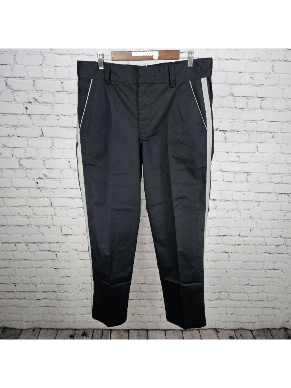 Tesla Black Relective Stripe Straight Leg Workwear Casual Chino Pants 36x32